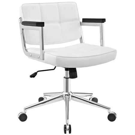 MODWAY FURNITURE 39.5 H X 26 W X 25 L In. Portray Mid Back Upholstered Vinyl Office Chair, White EEI-2686-WHI